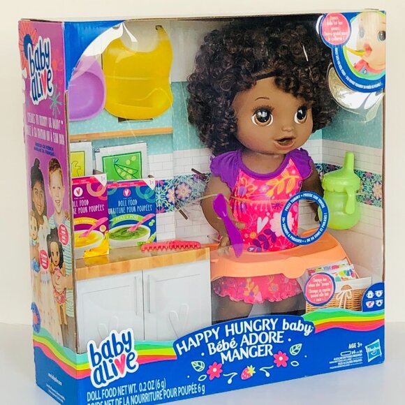 New in Box Talking Baby Alive Happy Hungry Baby Black Curly Hair Doll for Age 3+ - Picture 8 of 16